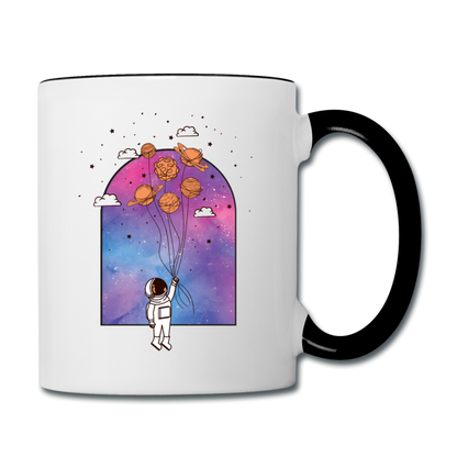 Astronaut - Planet Balloons - Contrast Coffee Mug - white/black