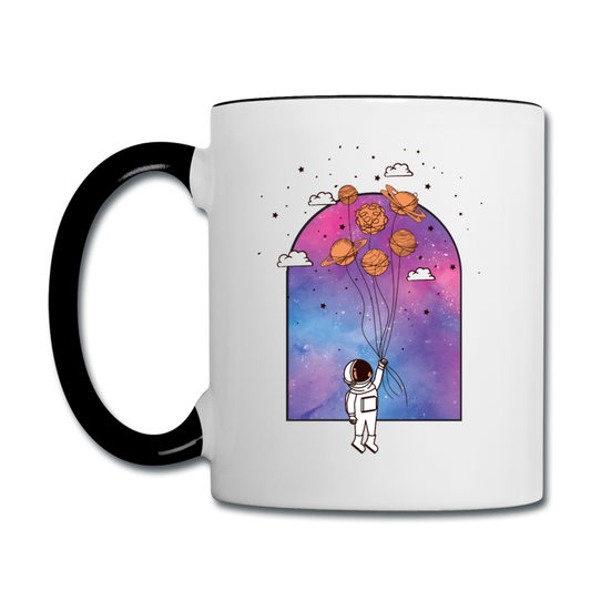 Astronaut - Planet Balloons - Contrast Coffee Mug - white/black