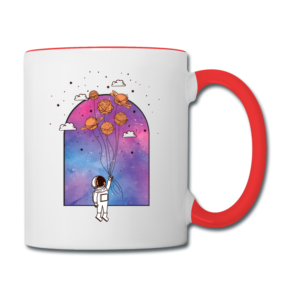 Astronaut - Planet Balloons - Contrast Coffee Mug - white/red