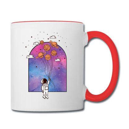 Astronaut - Planet Balloons - Contrast Coffee Mug - white/red