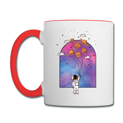 Astronaut - Planet Balloons - Contrast Coffee Mug - white/red