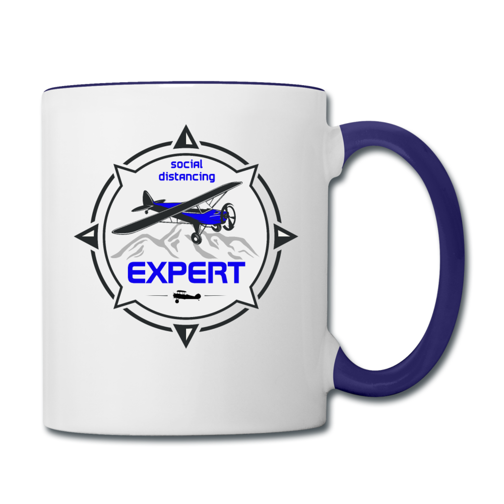 Social Distancing Expert - Flying - Contrast Coffee Mug - white/cobalt blue