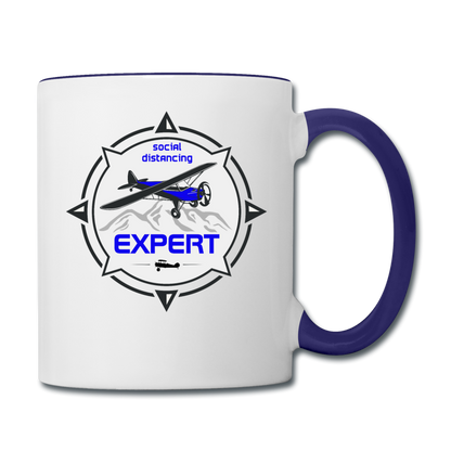 Social Distancing Expert - Flying - Contrast Coffee Mug - white/cobalt blue