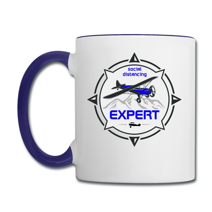 Social Distancing Expert - Flying - Contrast Coffee Mug - white/cobalt blue