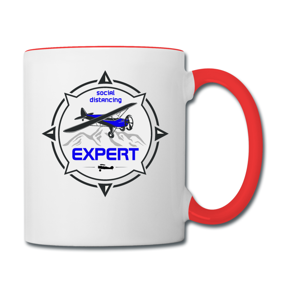 Social Distancing Expert - Flying - Contrast Coffee Mug - white/red