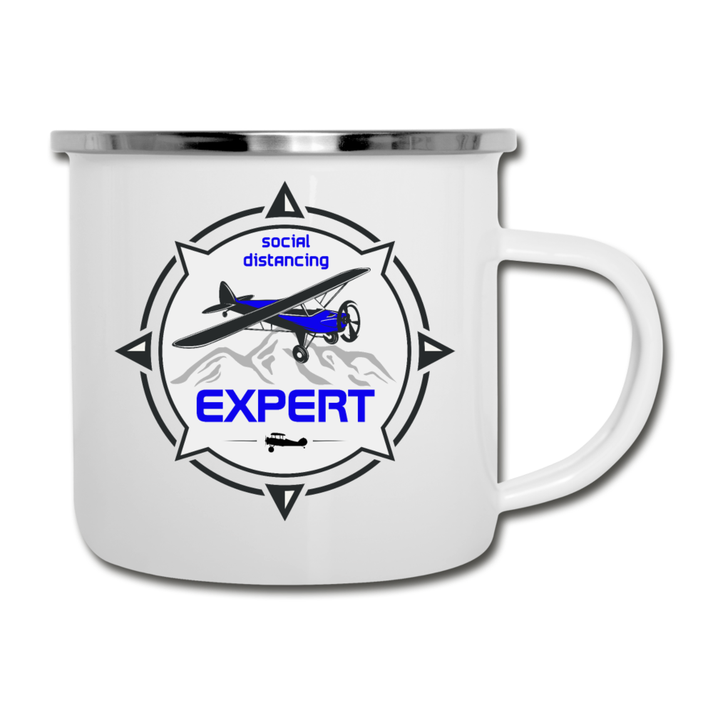 Social Distancing Expert - Flying - Camper Mug - white