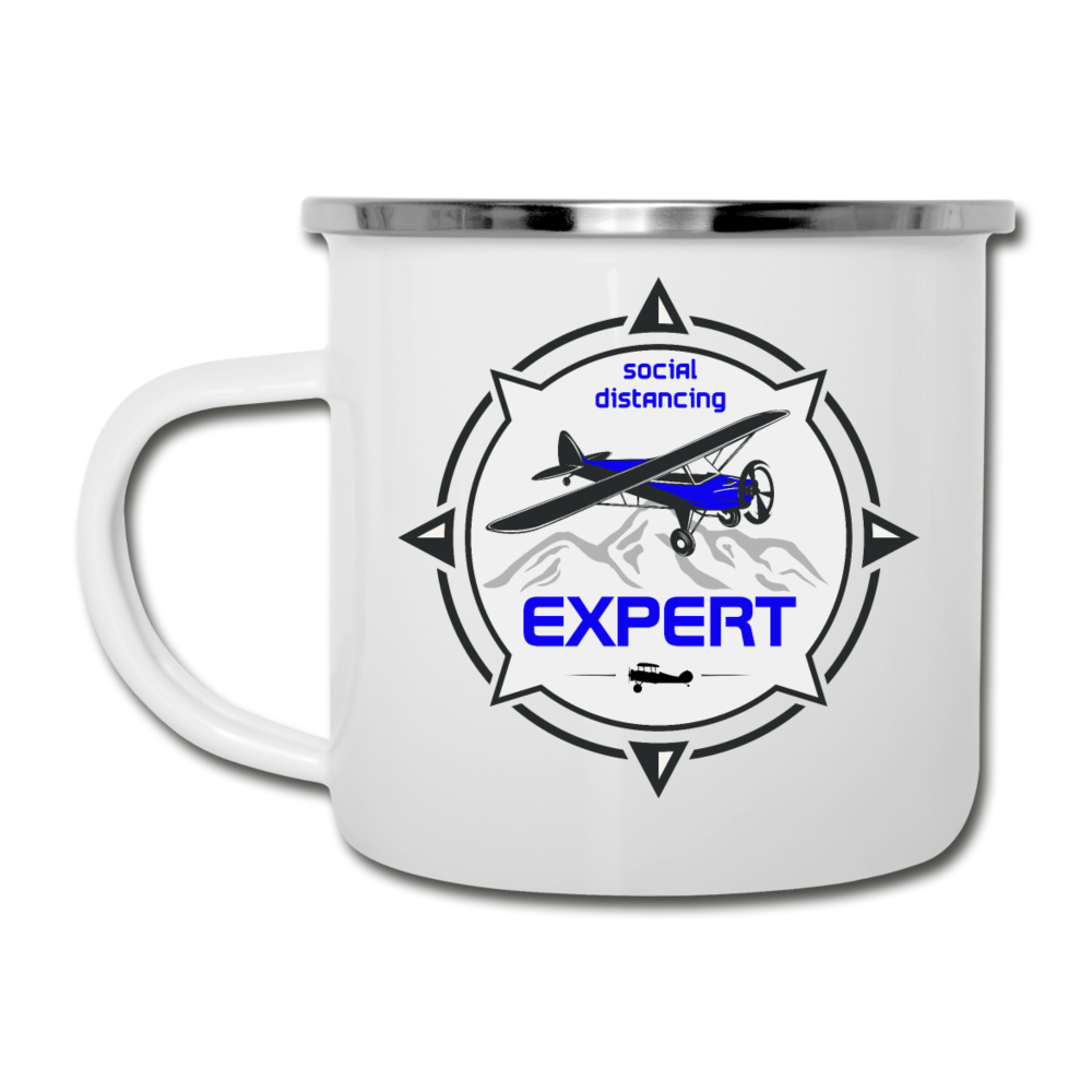 Social Distancing Expert - Flying - Camper Mug - white