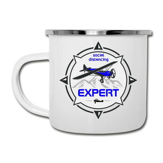 Social Distancing Expert - Flying - Camper Mug - white