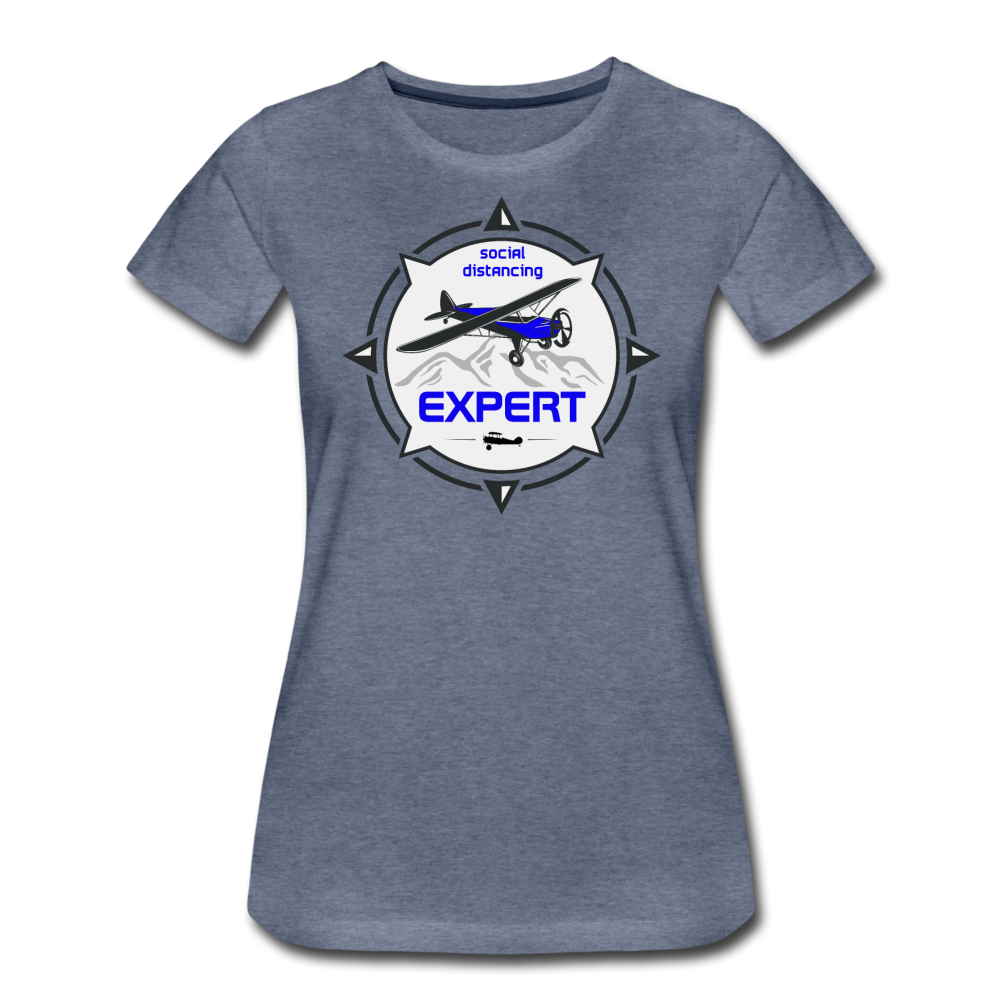 Social Distancing Expert - Flying - Women’s Premium T-Shirt - heather blue