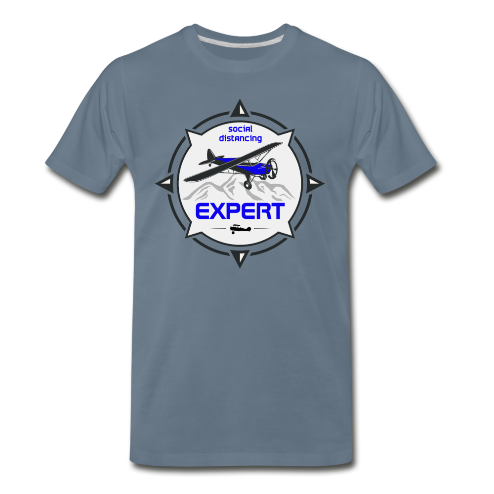 Social Distancing Expert - Flying - Men's Premium T-Shirt - steel blue