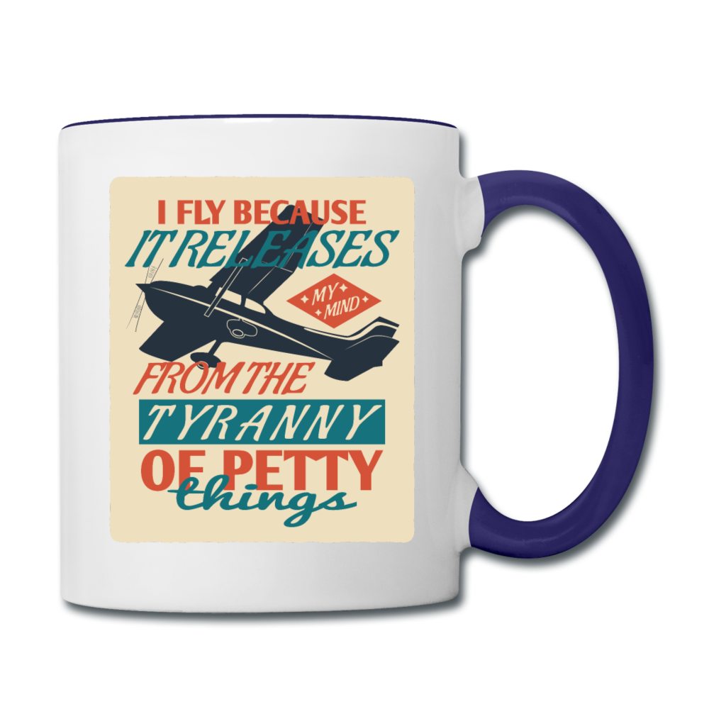 I Fly Because - Contrast Coffee Mug - white/cobalt blue