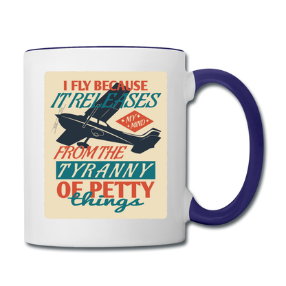 I Fly Because - Contrast Coffee Mug - white/cobalt blue