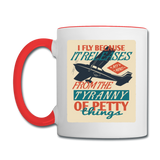 I Fly Because - Contrast Coffee Mug - white/red