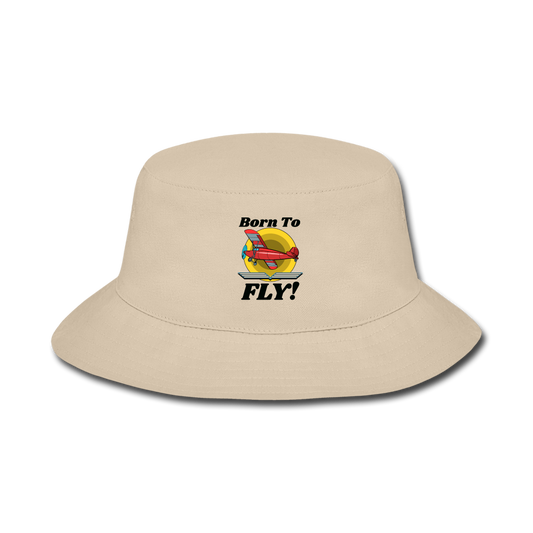 Born To Fly - Red Taildragger - Bucket Hat - cream