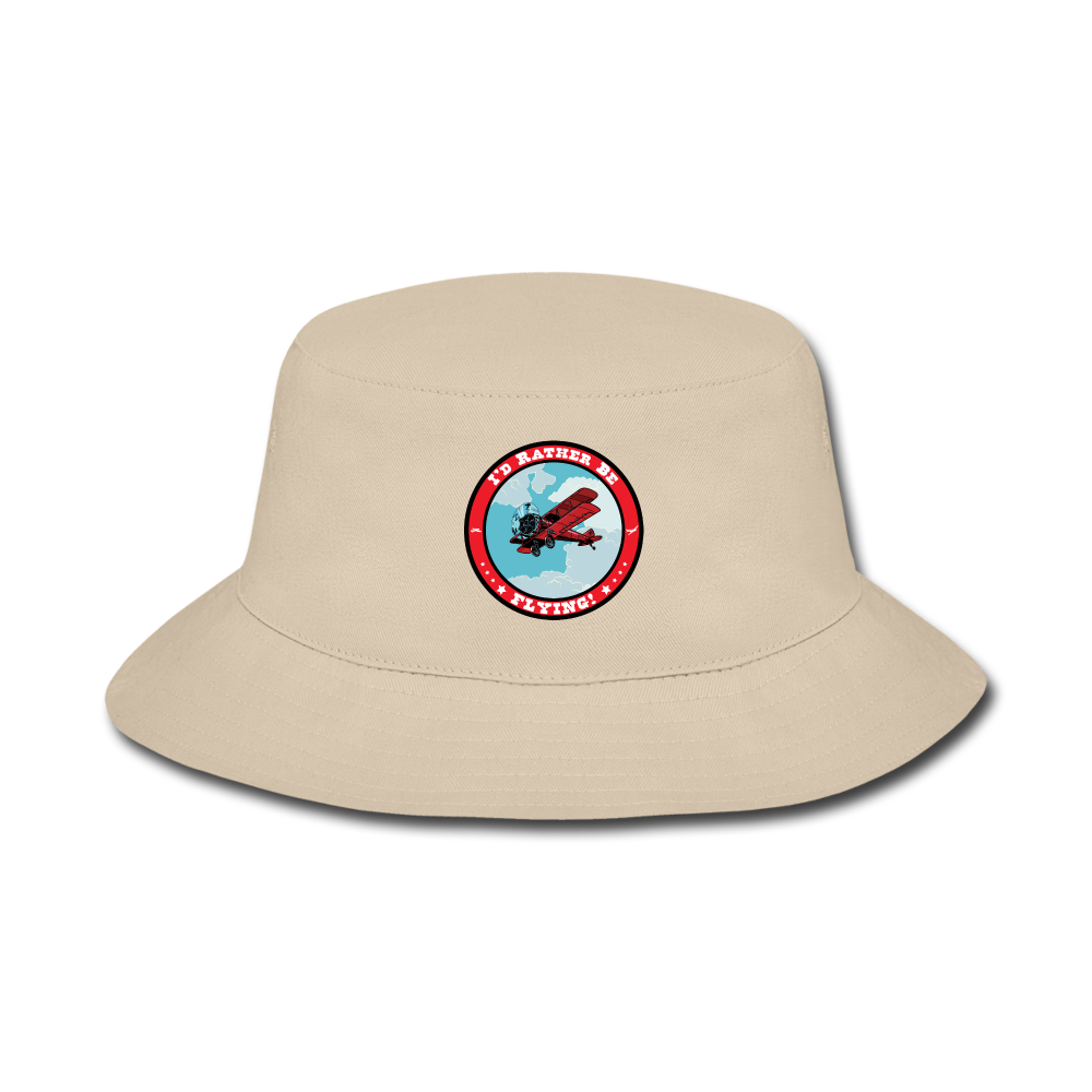 I'd Rather Be Flying - Circle - Bucket Hat - cream