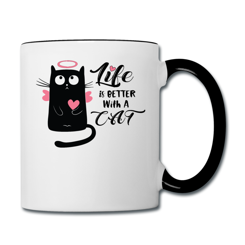 Life Is Better With A Cat - Contrast Coffee Mug - white/black