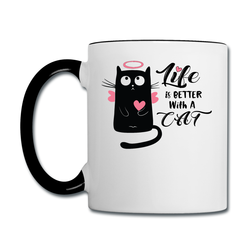 Life Is Better With A Cat - Contrast Coffee Mug - white/black