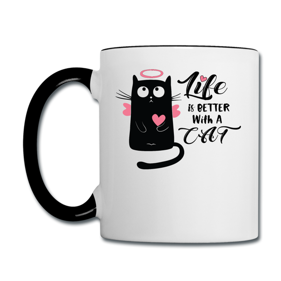 Life Is Better With A Cat - Contrast Coffee Mug - white/black