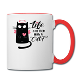 Life Is Better With A Cat - Contrast Coffee Mug - white/red