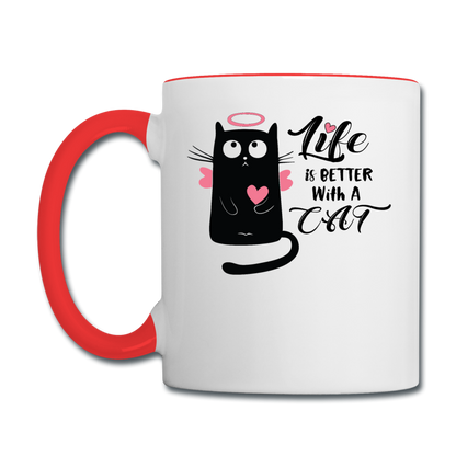 Life Is Better With A Cat - Contrast Coffee Mug - white/red