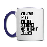 Cat, Kitten, Meow - Black - Contrast Coffee Mug - white/cobalt blue