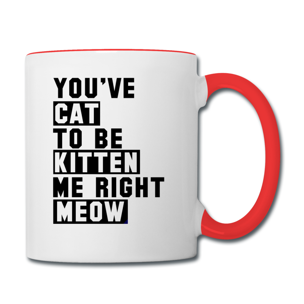 Cat, Kitten, Meow - Black - Contrast Coffee Mug - white/red