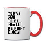 Cat, Kitten, Meow - Black - Contrast Coffee Mug - white/red