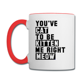 Cat, Kitten, Meow - Black - Contrast Coffee Mug - white/red