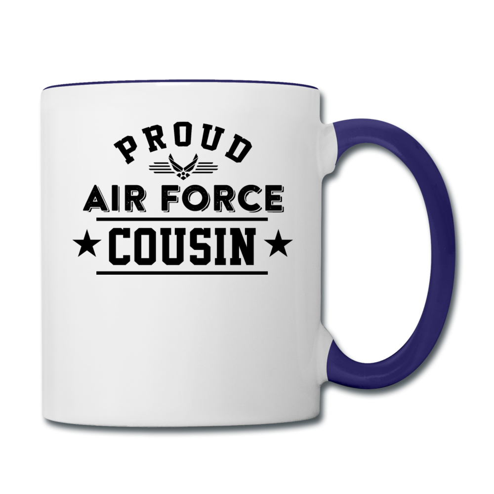 Proud Air Force - Cousin - Contrast Coffee Mug - white/cobalt blue