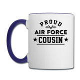 Proud Air Force - Cousin - Contrast Coffee Mug - white/cobalt blue