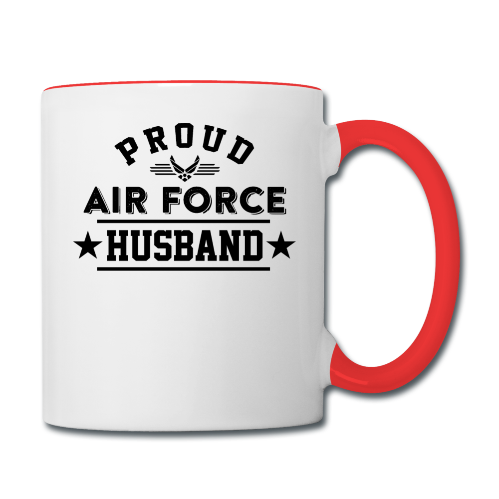 Proud Air Force - Husband - Contrast Coffee Mug - white/red