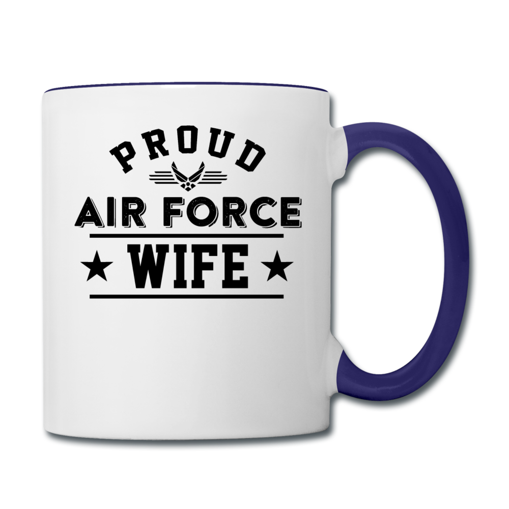 Proud Air Force - Wife - Contrast Coffee Mug - white/cobalt blue