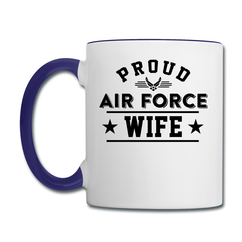 Proud Air Force - Wife - Contrast Coffee Mug - white/cobalt blue