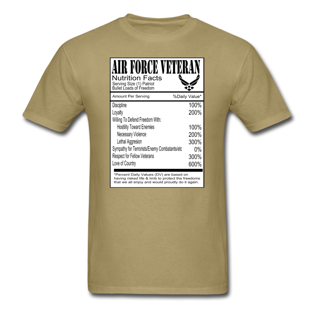 Air Force Veteran - Nutrition Facts - Unisex Classic T-Shirt - khaki