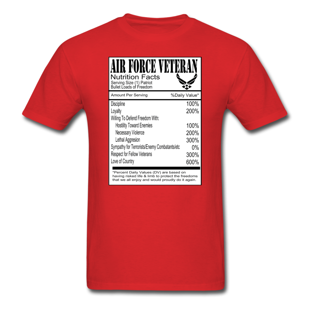 Air Force Veteran - Nutrition Facts - Unisex Classic T-Shirt - red