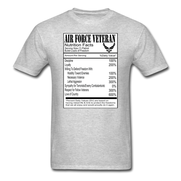 Air Force Veteran - Nutrition Facts - Unisex Classic T-Shirt - heather gray