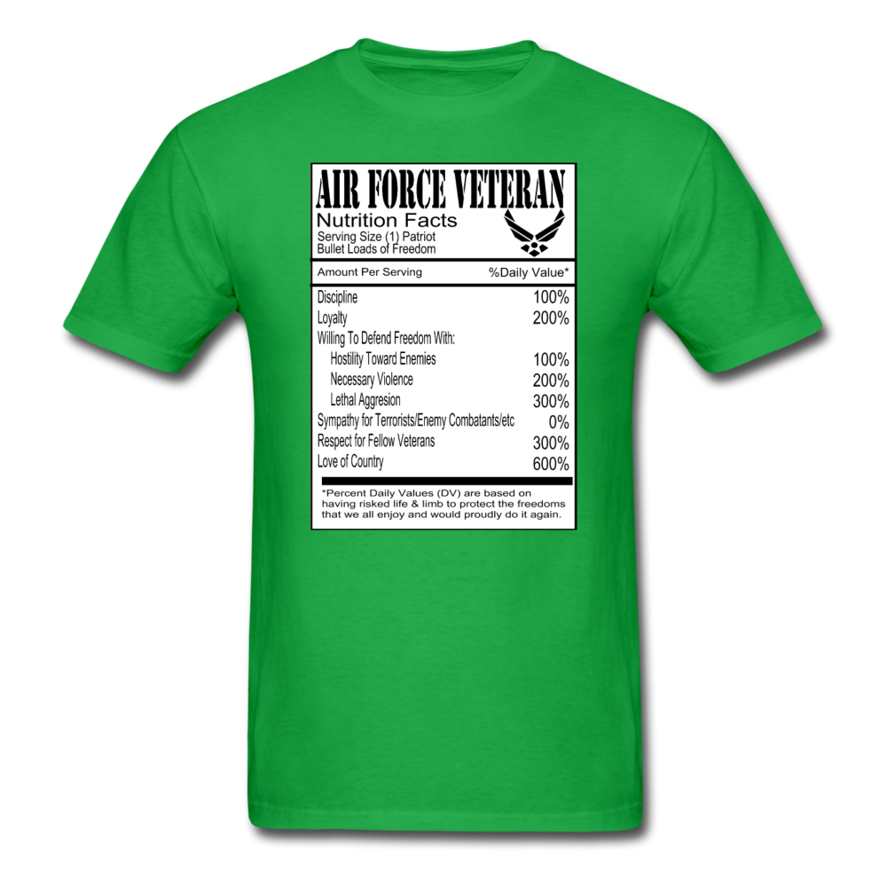 Air Force Veteran - Nutrition Facts - Unisex Classic T-Shirt - bright green