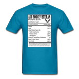 Air Force Veteran - Nutrition Facts - Unisex Classic T-Shirt - turquoise