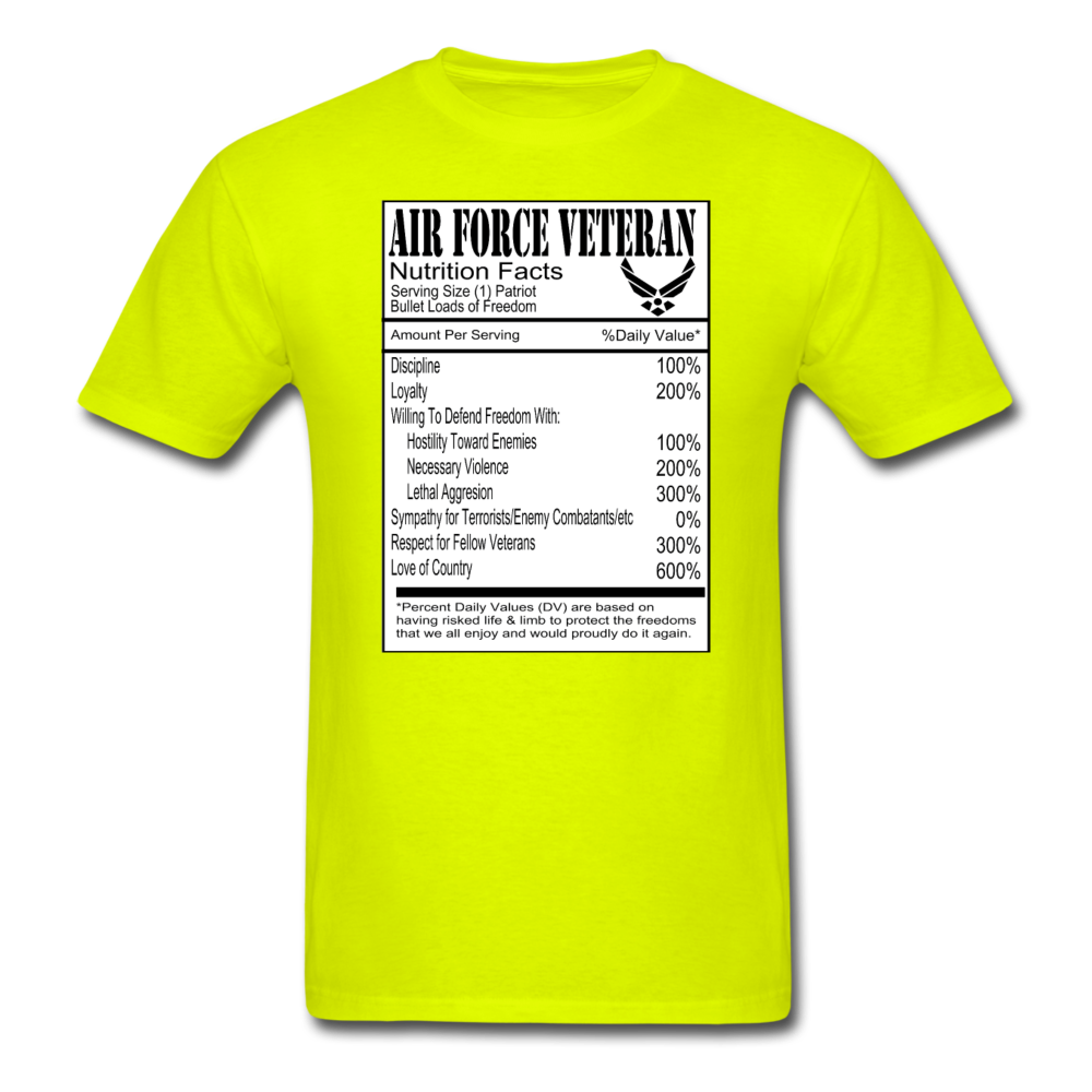 Air Force Veteran - Nutrition Facts - Unisex Classic T-Shirt - safety green