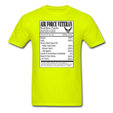 Air Force Veteran - Nutrition Facts - Unisex Classic T-Shirt - safety green