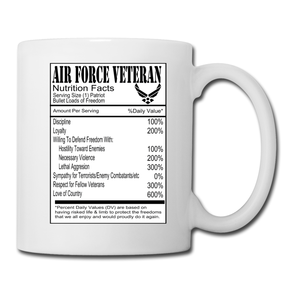 Air Force Veteran - Nutrition Facts - Coffee/Tea Mug - white