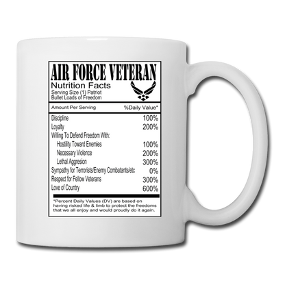 Air Force Veteran - Nutrition Facts - Coffee/Tea Mug - white