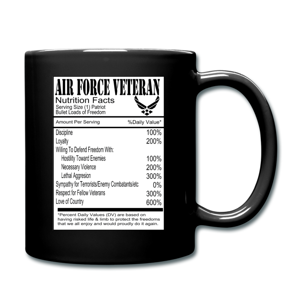 Air Force Veteran - Nutrition Facts - Full Color Mug - black