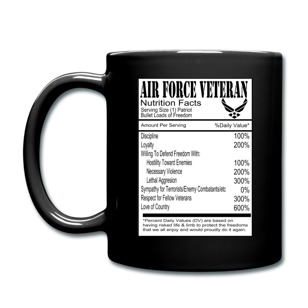 Air Force Veteran - Nutrition Facts - Full Color Mug - black