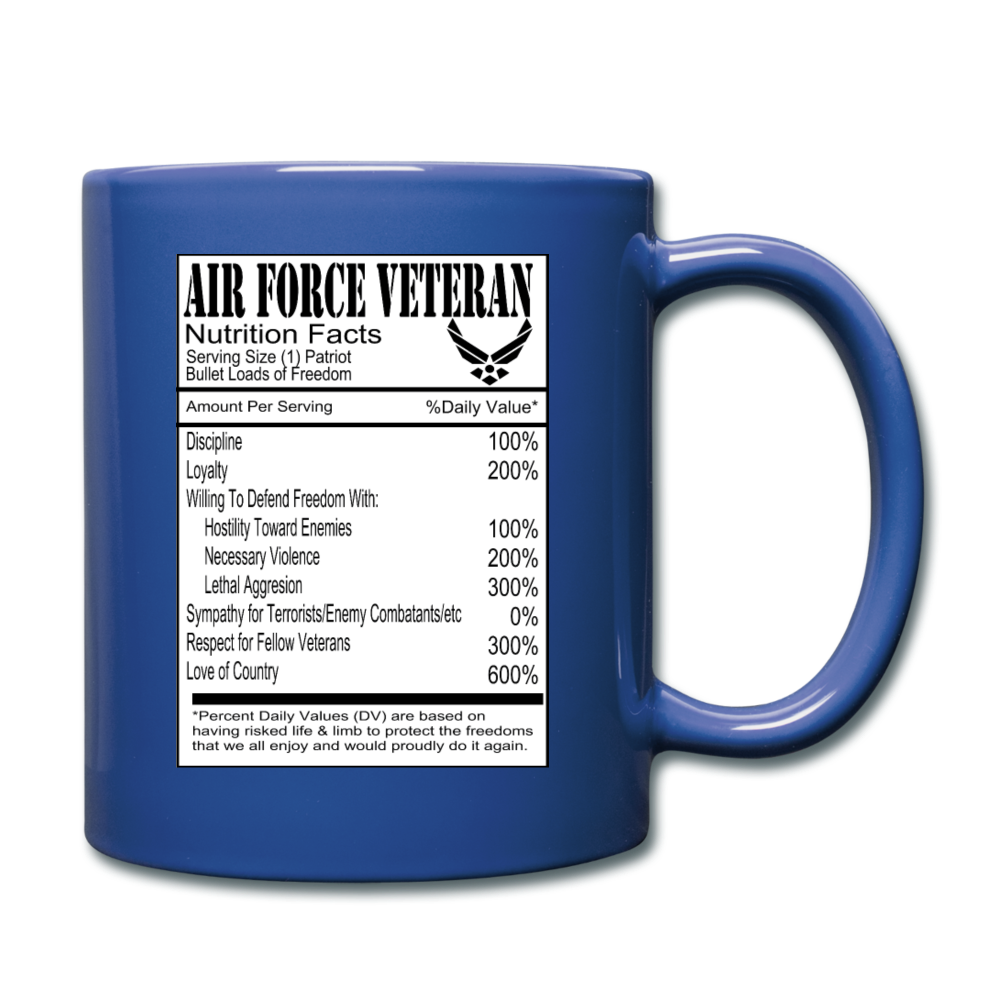 Air Force Veteran - Nutrition Facts - Full Color Mug - royal blue