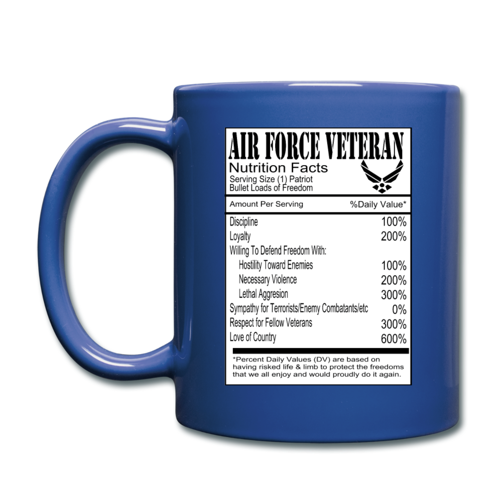 Air Force Veteran - Nutrition Facts - Full Color Mug - royal blue