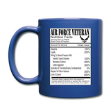 Air Force Veteran - Nutrition Facts - Full Color Mug - royal blue
