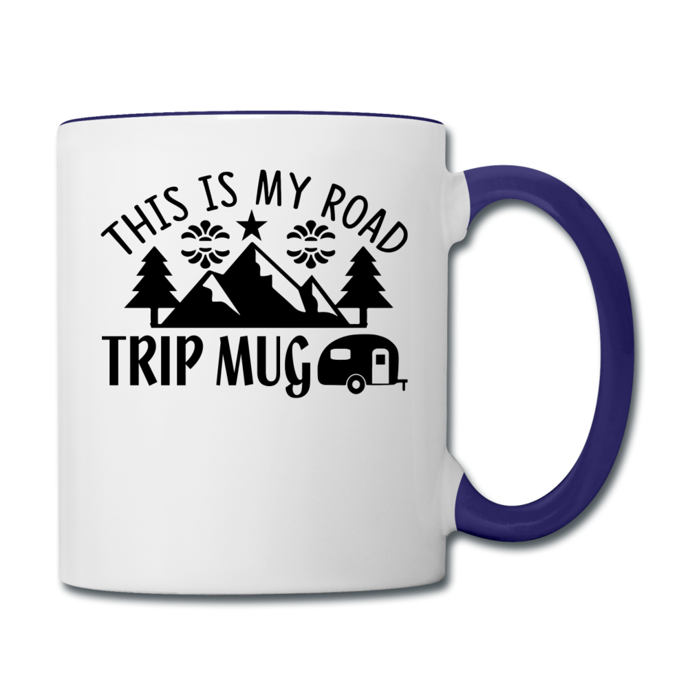 This Is My Road Trip Mug - Camping v3 - Contrast Coffee Mug - white/cobalt blue