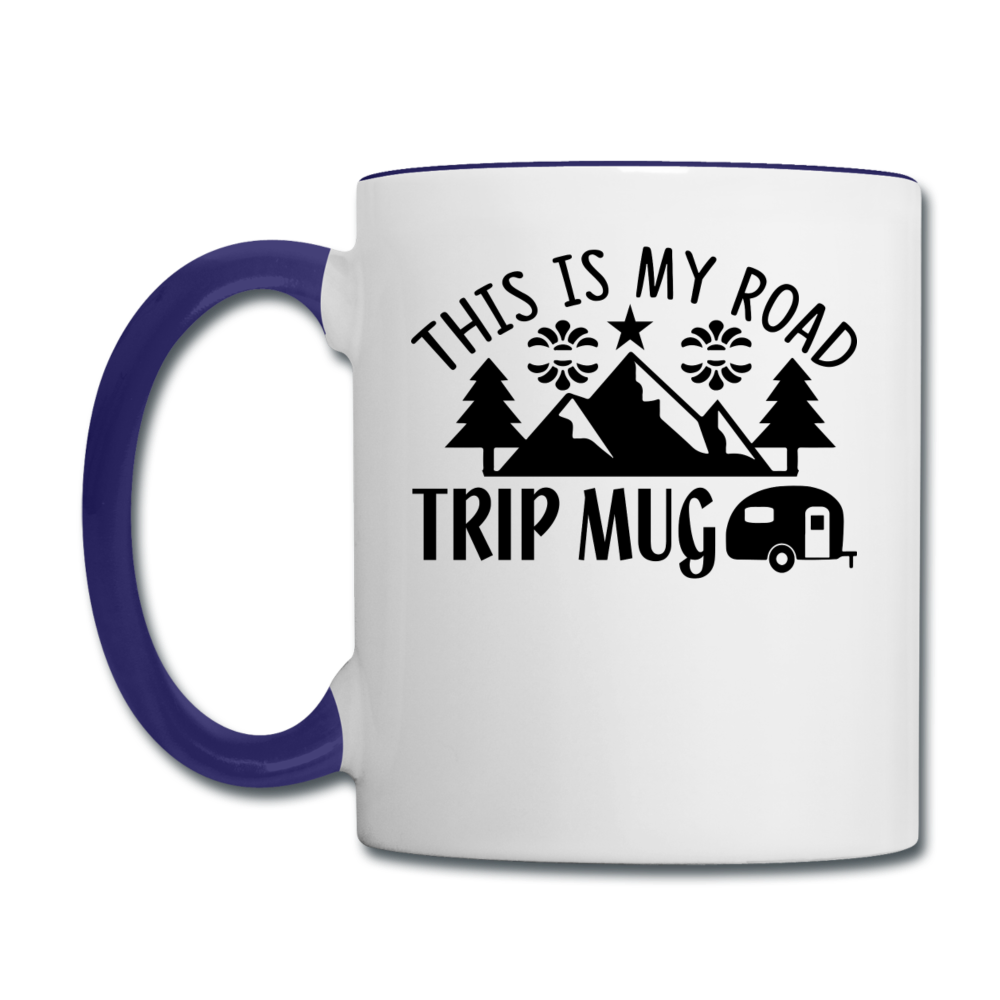 This Is My Road Trip Mug - Camping v3 - Contrast Coffee Mug - white/cobalt blue