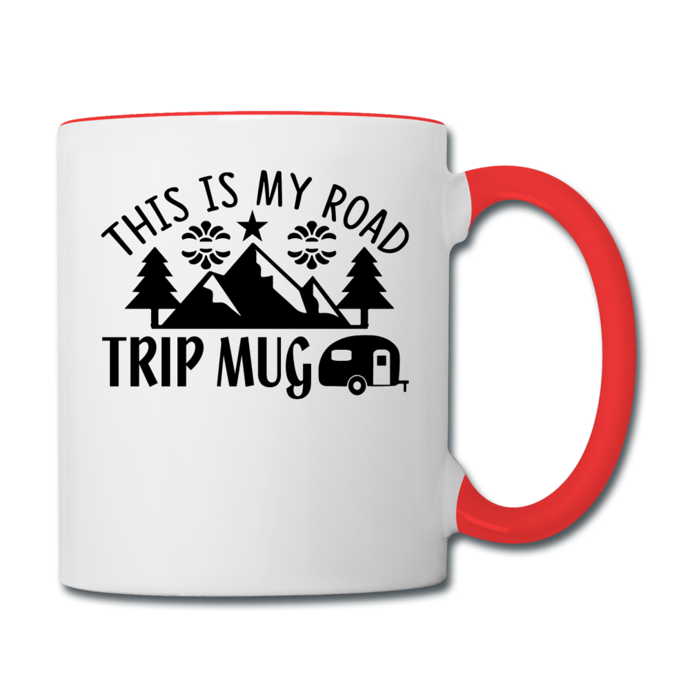 This Is My Road Trip Mug - Camping v3 - Contrast Coffee Mug - white/red